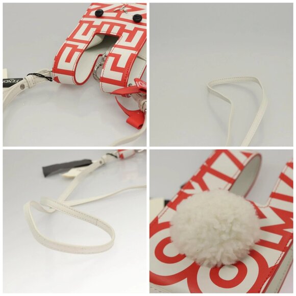 FENDI Bunny Mark Jacobs Collaboration Bag Leather White Red Silver Auth BD1711AM - Picture 16 of 16